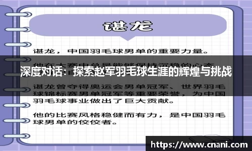 深度对话:探索赵军羽毛球生涯的辉煌与挑战